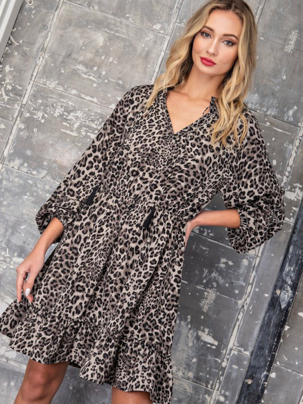 NICOLE Grey Leopard Print Dress