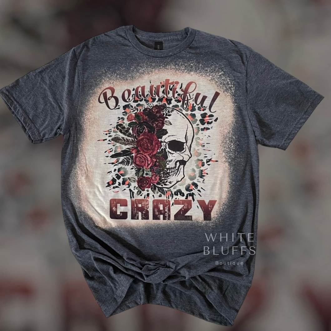 Beautiful Crazy Skull Bleached Tee