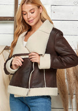 Load image into Gallery viewer, Brown Faux Shearling Jacket
