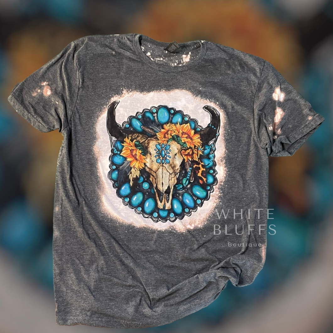 Turquoise Conch w/Skull Bleached Tee