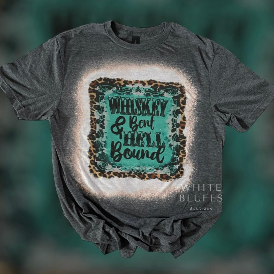 Turquoise/Leopard Bleached Tee