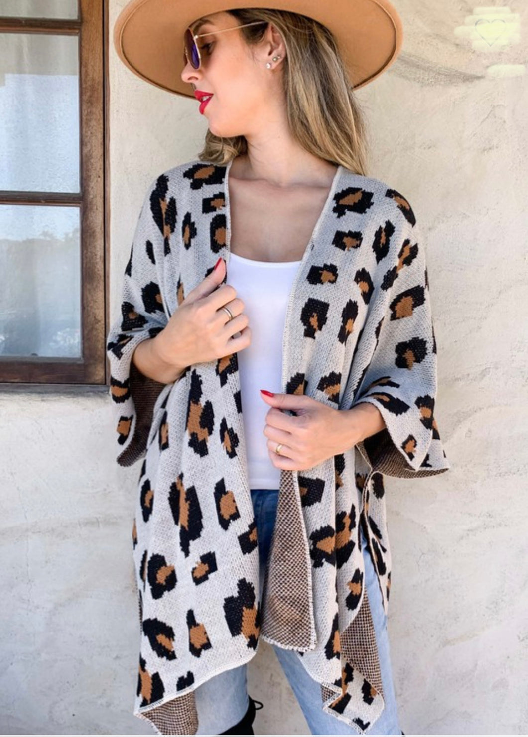 Leopard Print Sweater Kimono Cardigan