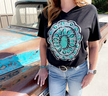 Load image into Gallery viewer, Texas True Threads V-Neck Genuine Concho Tee
